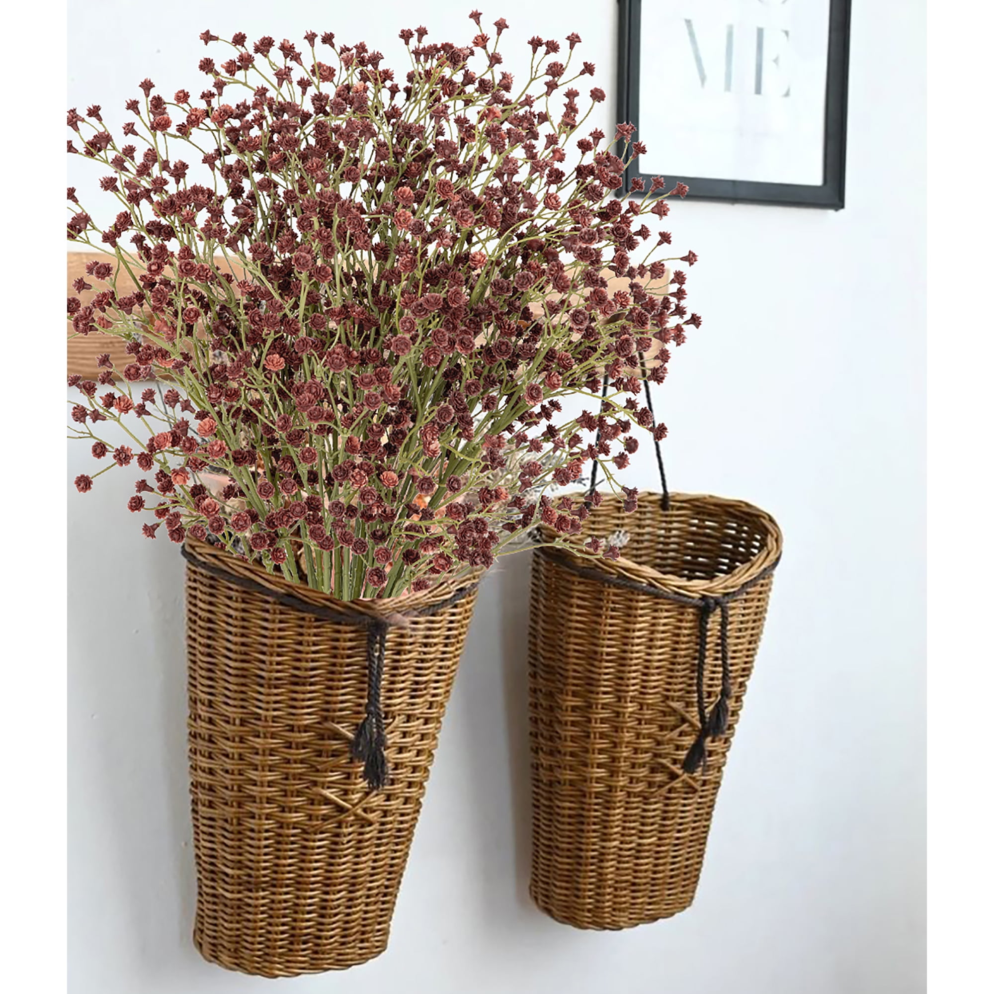 Briful 10 Pcs Artificial Flowers Baby's Breath 9.8" Faux Flowers Arrangement Baby Breath Wedding Bouquet Decorations Home Decor Brown