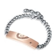 thumbnail image 4 of Juego de 2 pulseras para parejas para él y para ella, acero inoxidable de titanio ajustable para el juego de joyas con eslabones de pulsera a juego del rompecabezas del amor Rojo Verde, 4 of 5
