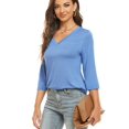 thumbnail image 2 of LIOFOER Womens Tops 3/4 Sleeve Blouses V Neck Basic T Shirts, 2 of 5