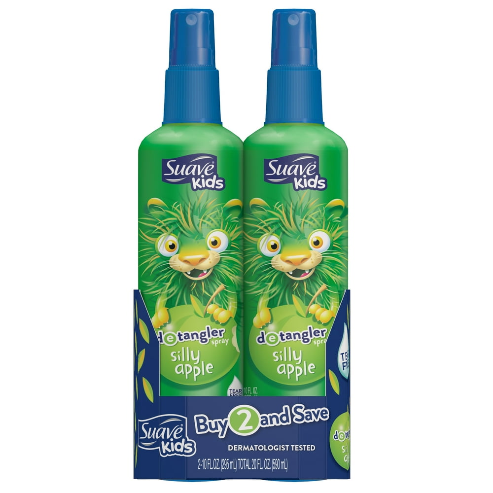 Suave Kids Detangler Spray Silly Apple 10 oz, Twin Pack