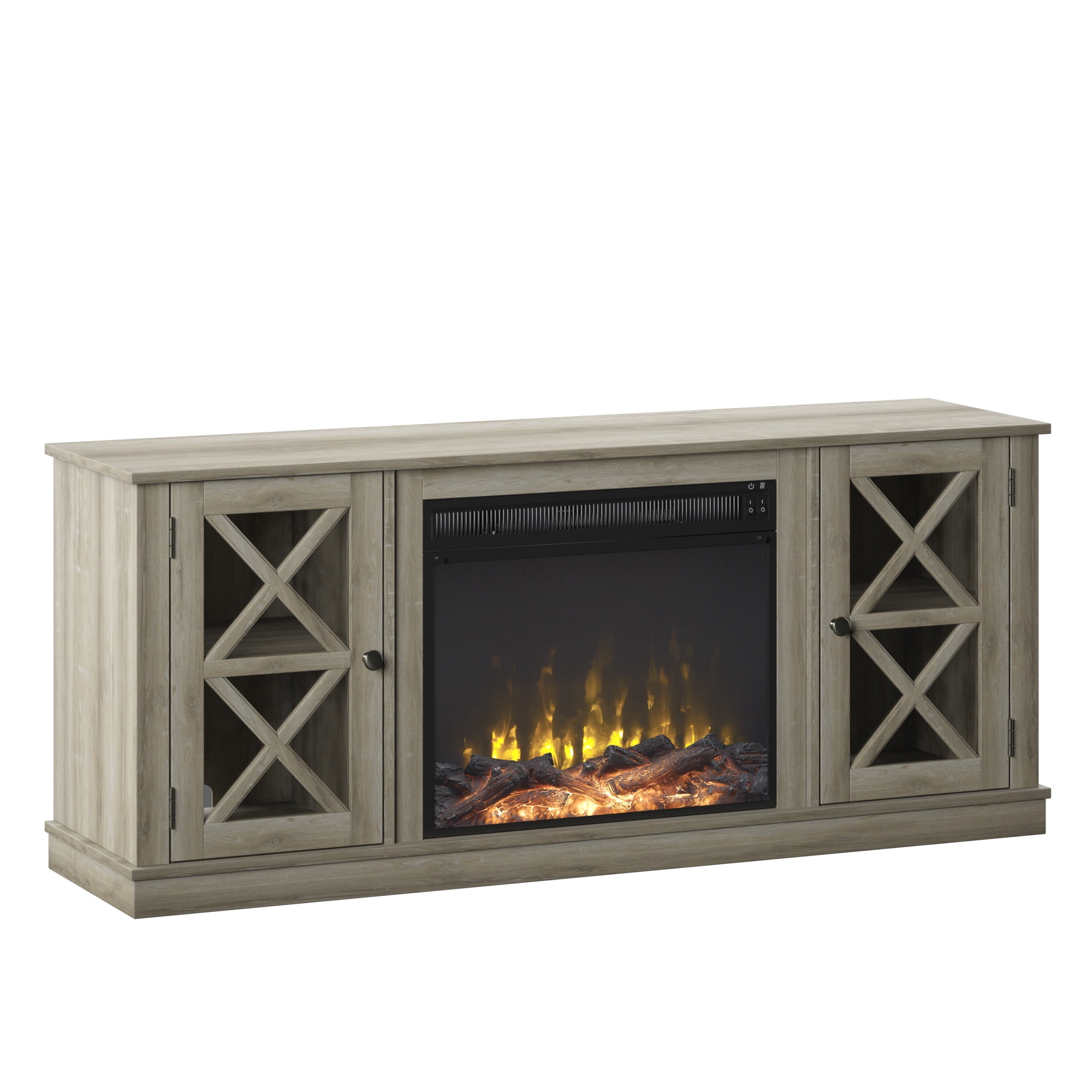 TTwin Star Home Farmhouse ClassicFlame Fireplace TV Stand for TVs up to 65", West Point Pine