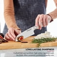 thumbnail image 3 of KitchenAid Gourmet Forged Santoku Knife with Custom-Fit Blade Cover, 5-inch, Sharp Kitchen Knife, High-Carbon Japanese Stainless Steel Blade, Milkshake, 3 of 7