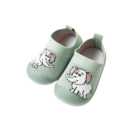 

SIMANLAN Girls Sock Sneakers Slip On Walking Shoe Cartoon Crib Shoes Boys Lightweight Casual Sneaker Kids Knit Upper Green 9.5C