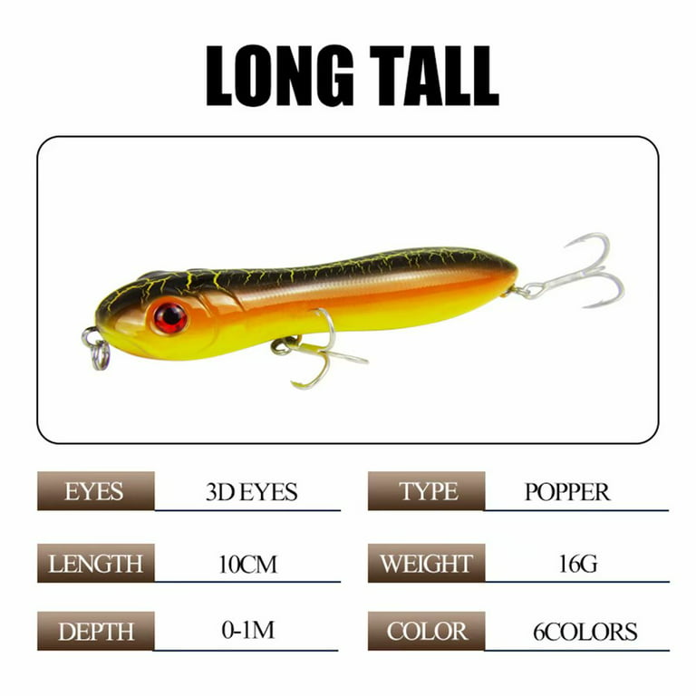 Mr.Garden 3.9 Fishing Lures Sliver Green Snake Popper Lures Outdoor Fishing  Gear for Bass Pike Fit Saltwater and Freshwater 