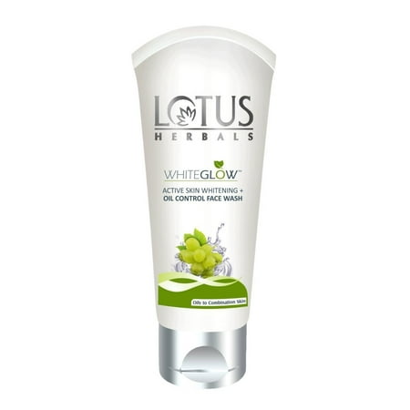 Lotus Herbals White Glow Active Skin Whitening and Oil Control Facewash, 100g