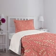 thumbnail image 3 of Ambesonne Coral Quilted Bedspread Set 2 Pcs, Leaves Twigs Botanical, Twin Size, Coral Peach Black, 3 of 5