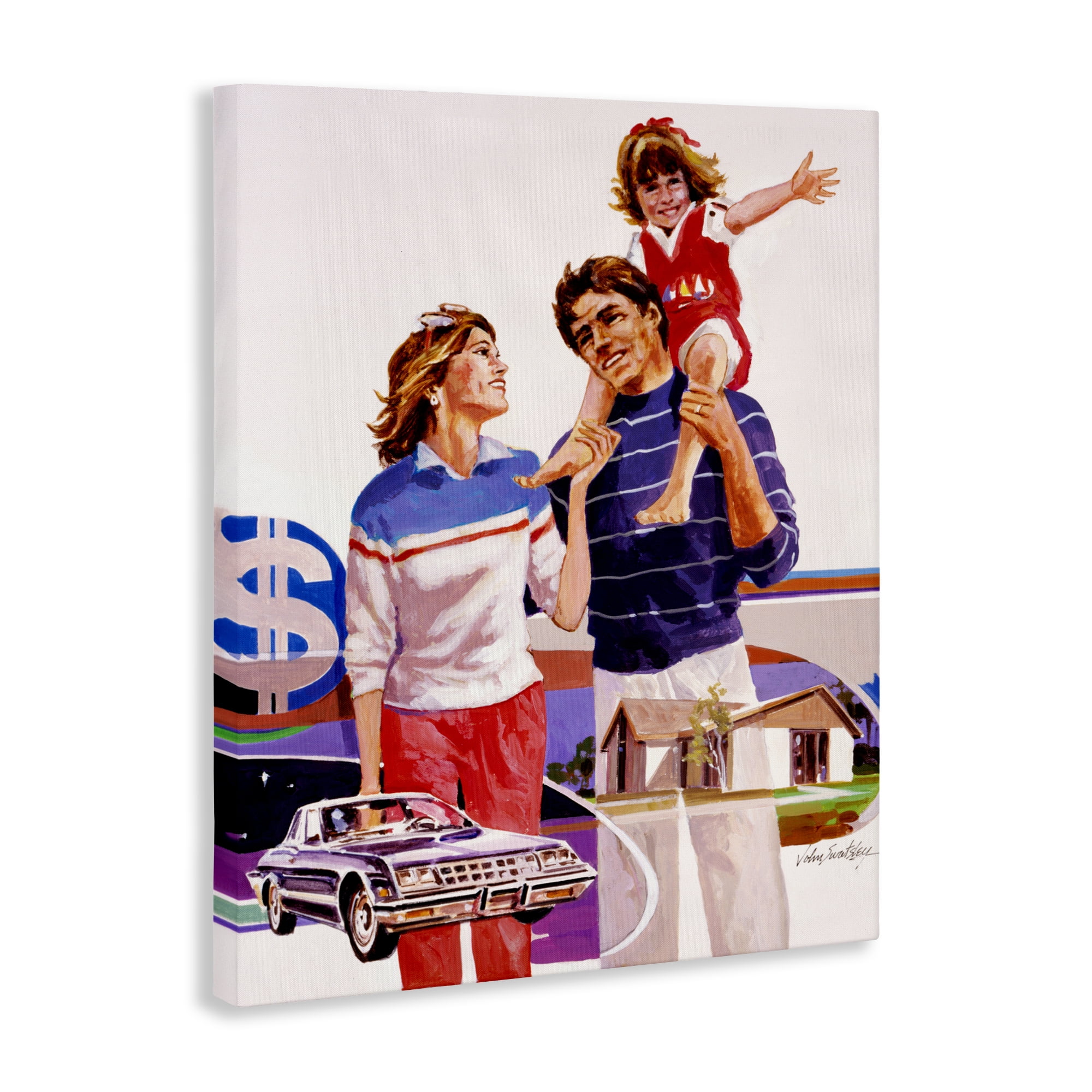 Retro Family Nostalgia Portrait Canvas Wall Art, design by Wind River Studios