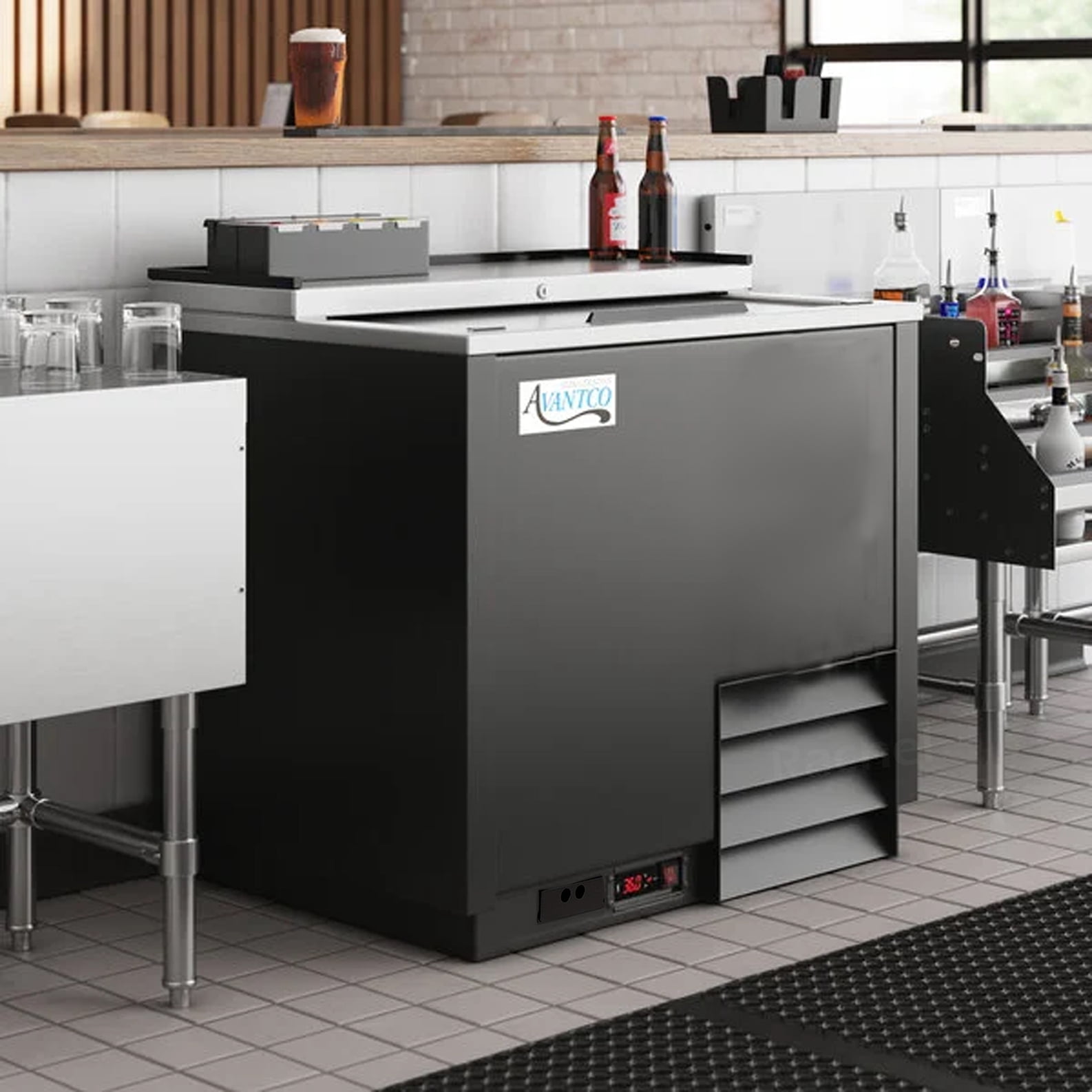 36" Commercial Glass Froster Freezer – Two Sliding Lids, 165 Mug Capacity, 0°F Cooling, R290 Refrigerant, 115V