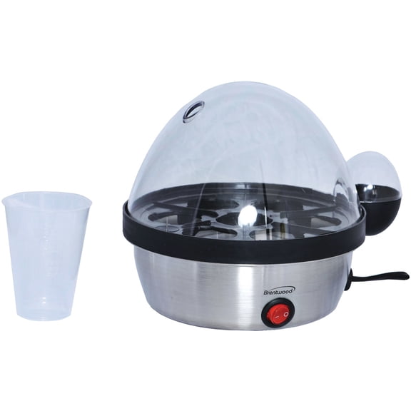 Brentwood TS-1040S Stainless Steel Electric 7 Egg Cooker with Auto Shut Off