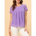 thumbnail image 5 of INSPIRE CHIC Women's Short Sleeve Pleated Front Summer Chiffon Blouse Tops XS Violet, 5 of 6