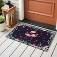 thumbnail image 4 of 2x3 Ft Entryway Area Rug, Pink Flamingo Kitchen Rug Runner Washable Floor Mat, Green Summer Tropical Botanical Black Non Slip Indoor Door Mat Throw Carpet for Bathroom Living Room Bedroom, 4 of 8