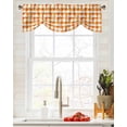 thumbnail image 5 of Tie Up Valance Curtain for Kitchen, Watercolor Vintage Orange Buffalo Plaid Rod Pocket Short Curtains Adjustable Tie-Up Shade Valances, Abstract Geometric Window Treatment for Bathroom Living Room Bedroom, 5 of 7