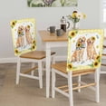 thumbnail image 5 of Cute Dog Chair Covers Set of 2 Sunflower Daisy Yellow Plaid Summer Field Animal Chair Back Covers Stretch Removable Washable Slipcovers Protector for Dining Room Kitchen Party Decor, 5 of 9