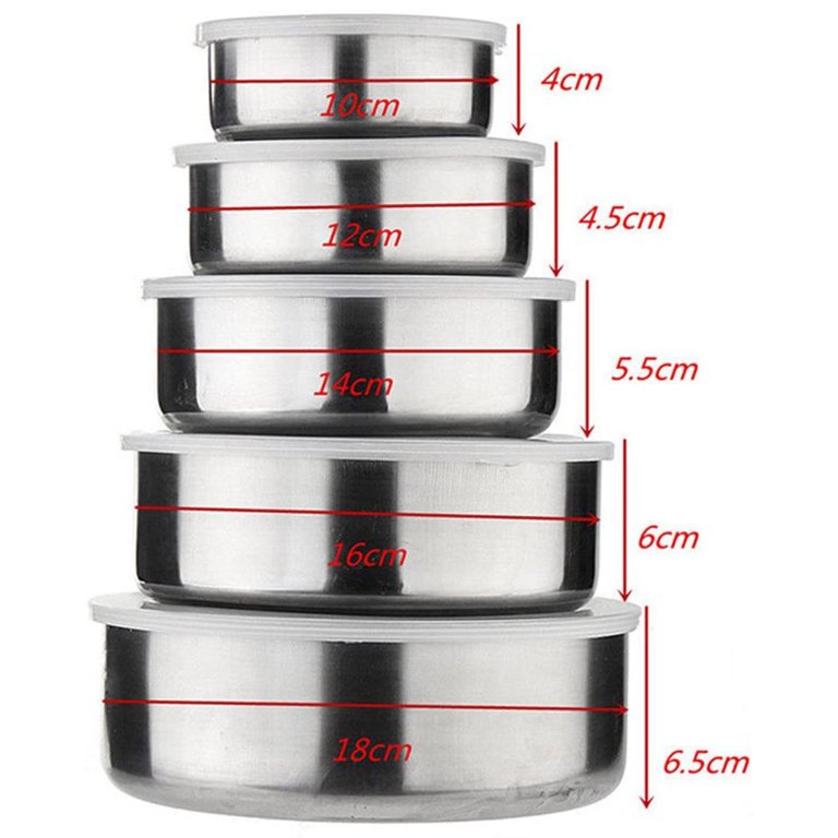 Lieonvis 5 Pcs Mixing Bowls with Lids - Deep Nesting Mixing Bowls for Kitchen Storage - Stainless Steel Large Mixing Bowl Set for Cooking Food Baking