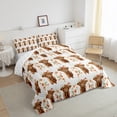 thumbnail image 3 of Homewish Rustic Highland Cattle Queen Comforter Set,Orange Country Floral Bedding Sets,Western Farm Animal Bedding Comforter Set For Children,Super Cozy Room Decor Reversible,3-Piece, 3 of 8