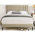 thumbnail image 1 of DeCoro Chicago Modern Tufted Upholstered Platform Full Size Bed Frame, Linen, 1 of 11