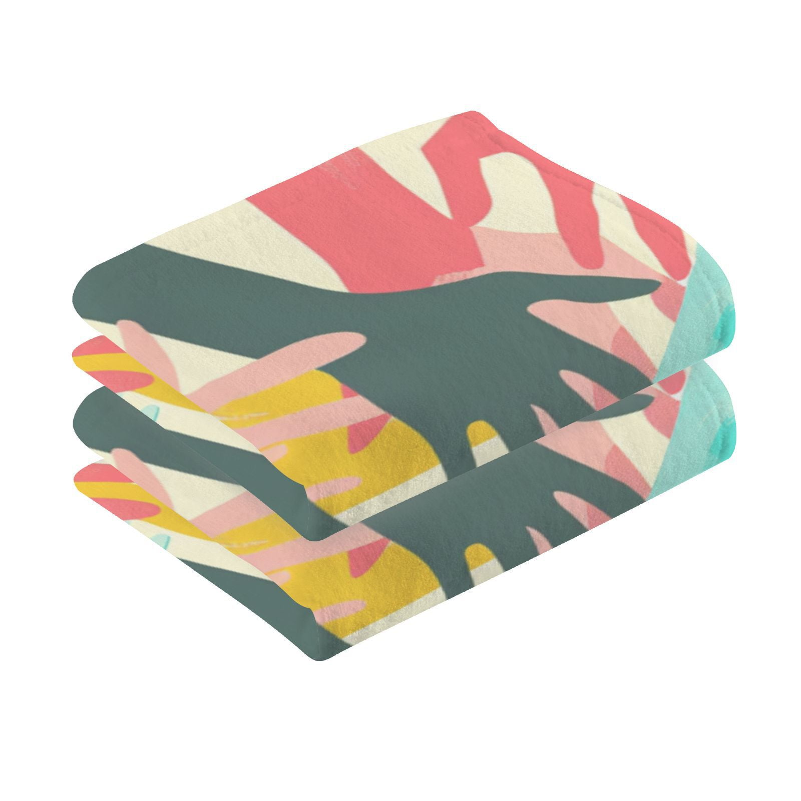 Colorful Abstract Hands Hand Towels Cotton Bath Towels Large Face Towels Absorbent for Bathroom 2 Packs