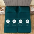 thumbnail image 3 of Split Queen Sheets Sets for Adjustable Bed Cotton, Luxury Sheets 100% Egyptian Cotton - 500 TC - Designed for Split Bed, Fit- ( 22-24" Inch Deep Pockets ) ( Split-Queen ) Teal Solid, 3 of 5
