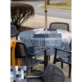 thumbnail image 5 of Outdoor Tablecloth with Umbrella Hole for Patio/Picnic/Party/Camping, Navy Blue Checkered Waterproof Table Cloth Square Cover Washable, Vintage Floral Abstract Art (54"x 54"), 5 of 9