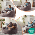 thumbnail image 6 of Ebenchico 3.8ft Oversized Bean Bag Chair for Adults Teens Kids, Beanbag Chairs with Pillow, Reading Gaming Relaxing Chair, Dark Gray, 6 of 15