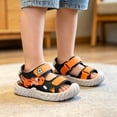 thumbnail image 4 of JIAYUE Child Boys Girls Sports Sandals Open Toe Hook And Loop Flat Sole Indoor Outdoor Footwear With Cartoon Dinosaur Graphic Kids Lightweight Beach Shoes, 4 of 5