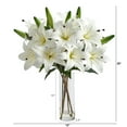 thumbnail image 2 of Nearly Natural 25in. Artificial Lily Arrangement with Cylinder Glass Vase, White, 2 of 4