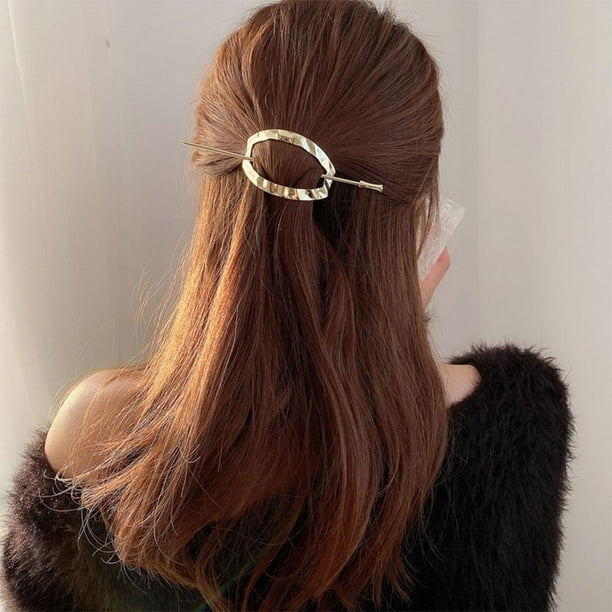 Pinza de pelo con estilo para niñas, pasador de Metal geométrico hueco portátil, horquilla que combina con todo, accesorio para la cabeza para mujeres, accesorio de peinado Ronda dorada Hugo Clip de pelo de chicas