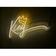 Queen Sense 31.5"x18" King Crown LED Sign Light Wall Decor Party Night Lights Flex Neon Signs 132KCFLED