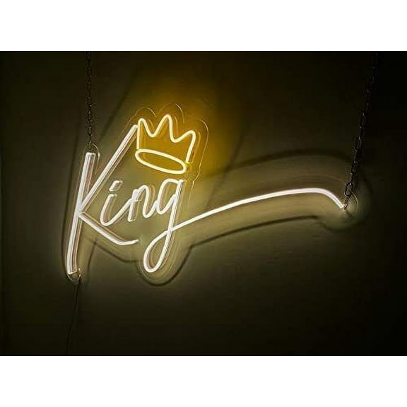 Queen Sense 31.5"x18" King Crown LED Sign Light Wall Decor Party Night Lights Flex Neon Signs 132KCFLED