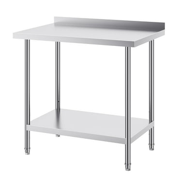 KFFKFF 24x36x36 Inch Metal Work Table, Durable Stainless Steel Work Table for Commercial Kitchen Use, Adjustable Height, Suitable for Restaurants, Homes, and Hotels