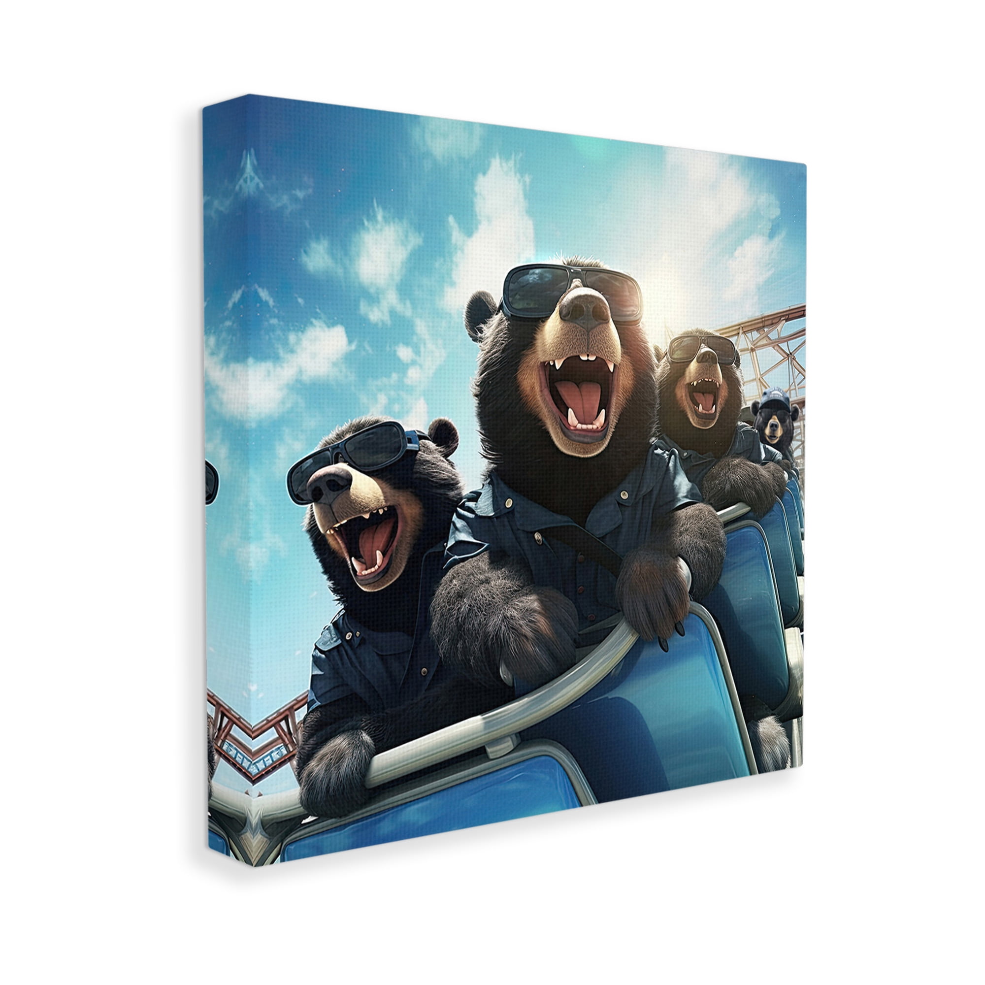 Stupell Industries Bears on Rollercoaster Animals & Insects Painting Gallery Wrapped Canvas Art Print Wall Art, 36 x 36