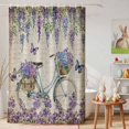 thumbnail image 6 of Shower Curtain Vintage Floral Bicycle Shower Curtains for Bathroom Decor, Waterproof Polyester Shower Curtain Set with Hooks, Extra Long 72" x 84" Purple Blue Flower, 6 of 9