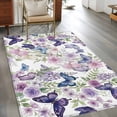 thumbnail image 2 of Pink Flowers Area Rugs 4'x6', Washable Small Throw Rugs for Office Bathroom, Spring Floral Purple Butterflies Watercolor Indoor Outdoor Rug Non-Slip Low Pile Carpet Runner Reversible Floor Mats, 2 of 8