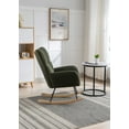 thumbnail image 2 of Rocking Chair, Nursery Rocking Chair, Teddy Upholstered Glider Rocker with High Backrests and Armrests, Modern Accent Chair for Living room, Bedroom, Balcony, Dark Green., 2 of 8