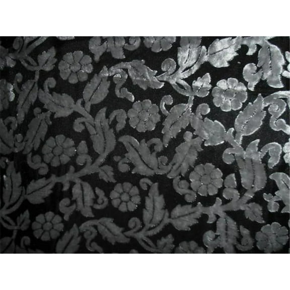 Devore Burnout Velvet fabric Black and grey floral 60" wide [5595]