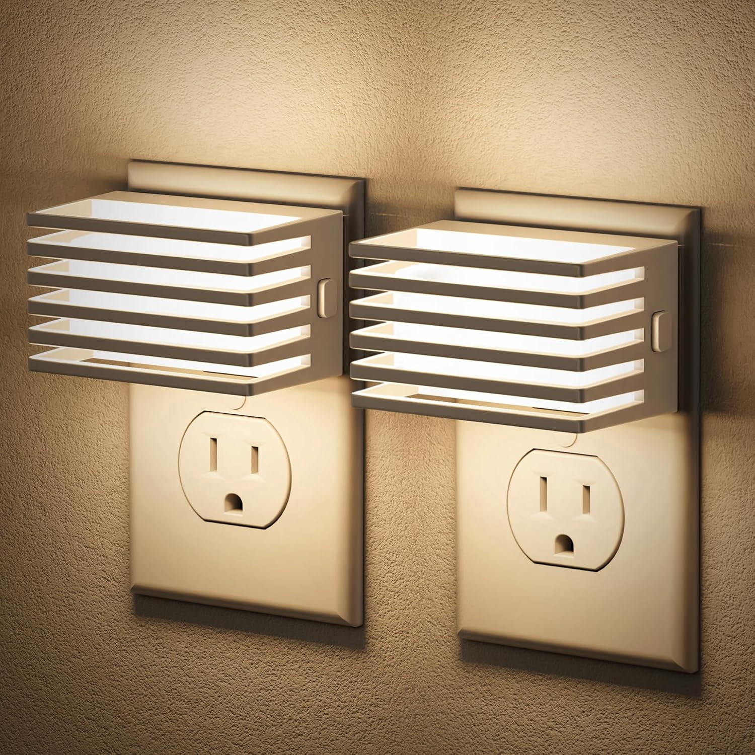 RGHJAR-LED Night Light, Night Lights Plug into Wall with Dusk to Dawn Sensor, Dimmable Plug in Night Light, Adjustable Brightness, 3000K Soft White Nightlight for Bedroom Bathroom Hallway [2 Pack]