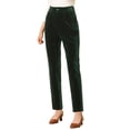 thumbnail image 2 of Pantalón De Terciopelo De Pierna Ancha Elástica Con Bolsillos Y Cintura Alta Para Mujer Verde oscuro S, 2 of 6