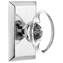 Nostalgic Warehouse Stuocc_Psg_238_Nk Oval Clear Crystal Solid Brass Passage Door Knob Set