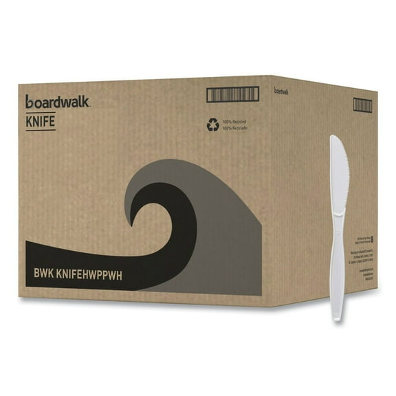 Boardwalk Heavyweight Polypropylene Cutlery Knife White 1000/Carton (BWKKNIFEHWPPWH)