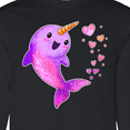 thumbnail image 4 of Inktastic Valentine's Day Cute Pink Narwhal with Hearts Long Sleeve T-Shirt, 4 of 5