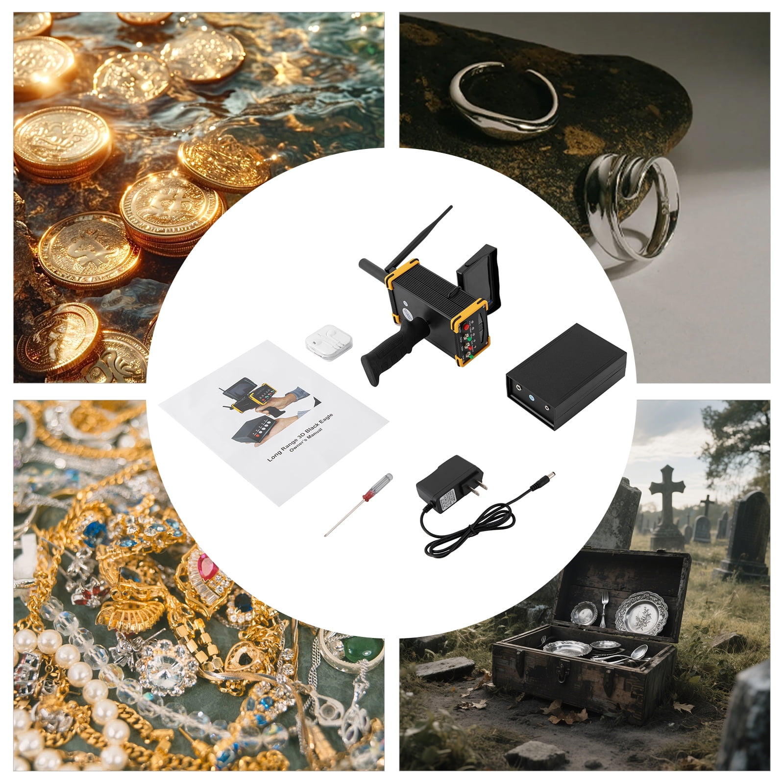 Long Range 3D Metal Detector for Gold, Silver, Copper, Diamond & Gemstone Hunting – LCD Display, Precision Treasure Hunter Scanner