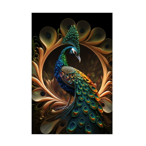 Canvas Wall Art - Ray Heere 'Proud Peacocks 31' Wall Art for Living Room, Bedroom, or Office Décor by Trademark Fine Art - 12 x 19 Inches