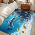 thumbnail image 5 of Ocean Shark Washable Area Rugs 4'x6', Nautical Watercolor Blue Yellow Sea Fish Coral Low Pile Throw Living Room Rug Non-Slip Sturdy Edge Binding Carpet for Indoor Entryway Bedside Kitchen, 5 of 9