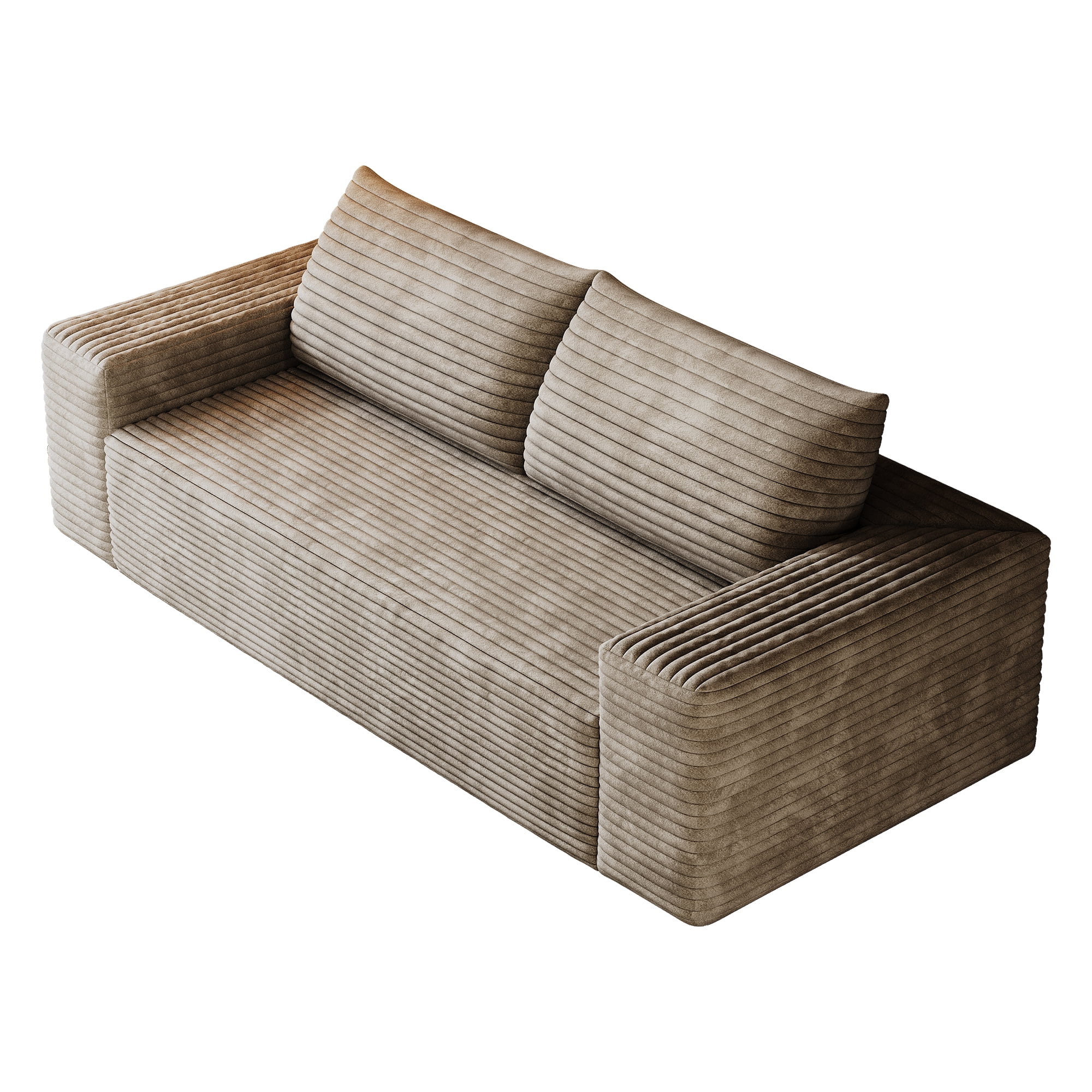 Leumius 71" Cloud Couch,3 Setaser Sofa with Deep Seat,Boneless Couch Sofa with 2 Pillows for Living Room,No Assembly Required,Camel