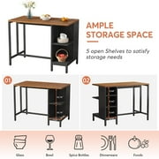 Tribesigns Kitchen Island with 5 Open Shelves, Industrial Dining Island Table with Large Worktop, 43 Inch Butcher Block Island with Storage shelves