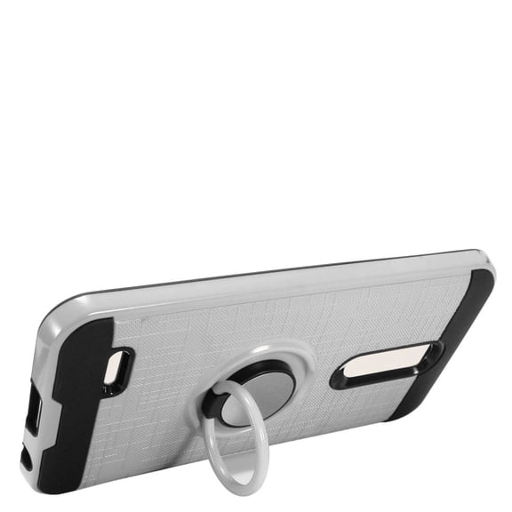 GSA Brushed Hybrid Case Ring Stand For LG K10 2018, K30 LM-X410, Silver
