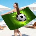 thumbnail image 4 of weibbin Beach Towel Soccer Print Microfiber Quick Dry Absorbent Bath Towel for Pool Beach 55x27 in, 4 of 6