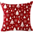 thumbnail image 3 of Set of 4 Throw Pillow Cover Merry Christmas Tree Snowflake Cotton Linen Throw Pillow Case Cushion Cover for Sofa Bed Couch Home Office Decorative Square 18 X 18 Inches (Cerise), 3 of 5