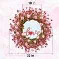 thumbnail image 5 of ValHome Valentine's Day Wreath with Wooden Love Sign - 22" Artificial Pink Rose & Wildflower Heart Wreath - Valentine Wreath for Front Door, Wall, Wedding, Anniversary & Romantic Gifts for Lover, 5 of 9