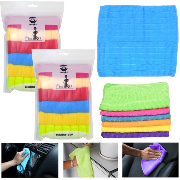 12 X Multi Purpose Microfiber Cloths Set Cleaning Rag Window Cleaner